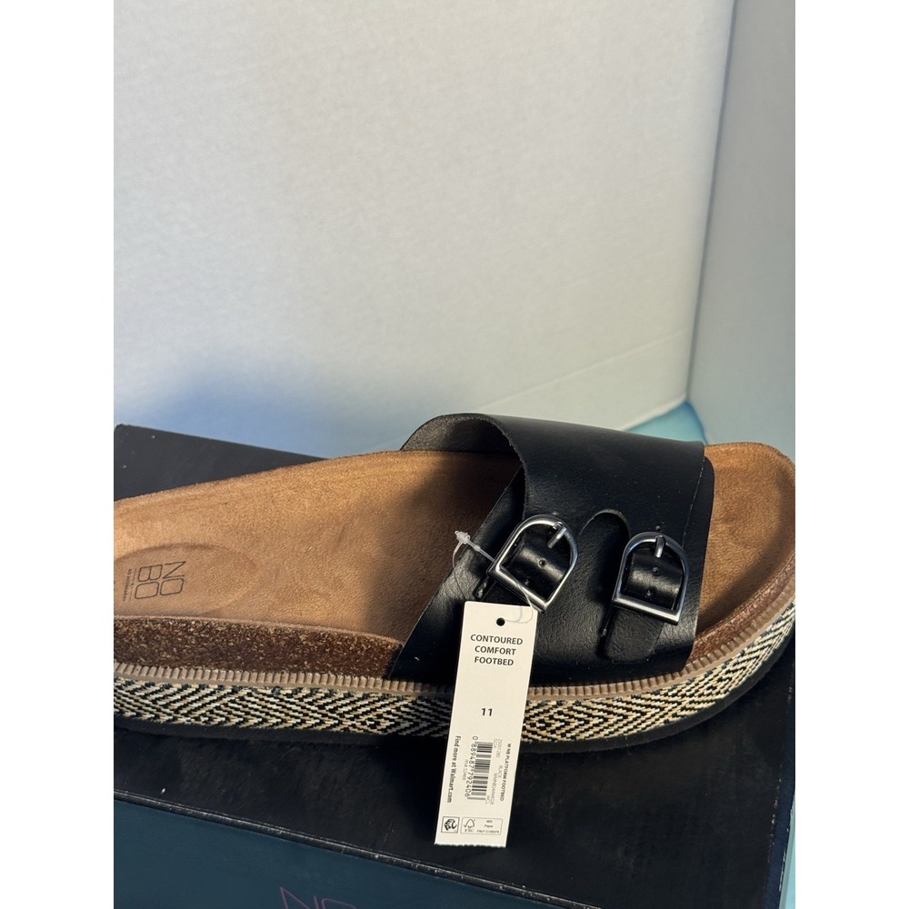 NOBO Black Leather Slide Sandal with Woven Platform - Picture 3 of 8